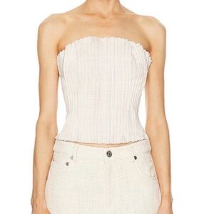 STAUD Cream Strapless Top